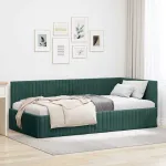 Cadru de pat colțar Verde închis 100 x 200 cm Catifea GartenMobel Dekor