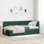 Cadru de pat colțar Verde închis 90 x 200 cm Catifea GartenMobel Dekor