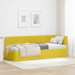 Cadru de pat colțar cu headboard Galben 80 x 200 cm Catifea GartenMobel Dekor