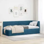 Cadru de pat colțar cu headboard albastru 80 x 200 cm Catifea GartenMobel Dekor