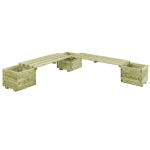 Bancă de grădină cu jardiniere, lemn de pin tratat  GartenMobel Dekor