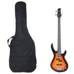Chitara bass electrică începători, cu husă, maro/negru, 4/4 46" GartenMobel Dekor