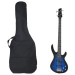 Chitara bass electrică începători, husă, albastru/negru 4/4 46" GartenMobel Dekor