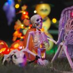 Decorațiune de Halloween: schelet cu câine 2 pcs Alb 155 cm GartenMobel Dekor