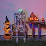 Schelet de Halloween Manual Ajustabil Alb 155 x 38.5 cm Plastic GartenMobel Dekor