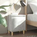 Noptiere cu picioare lemn masiv, 2 buc., gri beton, 40x30x50 cm GartenMobel Dekor