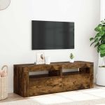 Comodă TV cu lumini LED, stejar fumuriu, 120x35x40 cm GartenMobel Dekor
