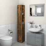 Dulap de baie, stejar afumat, 25x26,5x170 cm, lemn prelucrat GartenMobel Dekor