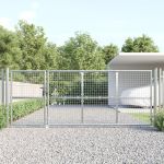 Poartă de grădină din plasă argintie 350x175 cm oțel galvanizat GartenMobel Dekor