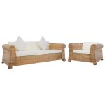 Set de canapele cu perne, 2 piese, natural, ratan GartenMobel Dekor