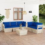 Set mobilier grădină din paleți, 6 piese, cu perne, lemn molid GartenMobel Dekor