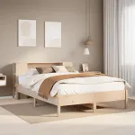Pat cu bibliotecă fără saltea, 140x200 cm, lemn masiv de pin GartenMobel Dekor
