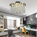 Candelabru LED Cristal LLC215/400WH Rotund, 22W, Lumina Rece/Calda/Neutra, Cristal, Auriu ModernLight Concept