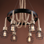 Lustra Roata LV580/6BK, 6*E27, Maro, Metal si Sfoara ModernLight Concept
