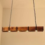 Lustra LED Vintage LV565/4, 12W Rustic Barn, Lemn si Metal, 100cm, Negru ModernLight Concept