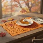 Covoraș de masă decorativ din fetru, model frunză, portocaliu – 44,5 x 28,5 cm Best CarHome