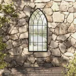 Oglindă de grădină, negru, 100x45 cm, fier, uz exterior GartenMobel Dekor