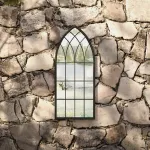 Oglindă de grădină, negru, 70x30 cm, fier, uz exterior GartenMobel Dekor