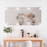 Oglindă de perete cu lumini LED 50x100 cm sticlă dreptunghiular GartenMobel Dekor