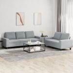 Set de canapele, 2 piese, gri deschis, material textil GartenMobel Dekor