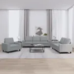 Set de canapele, 3 piese, gri deschis, textil GartenMobel Dekor