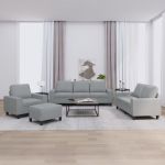 Set de canapele, 4 piese, gri deschis, material textil GartenMobel Dekor