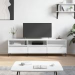 Comodă TV, alb extralucios, 150x30x44,5 cm, lemn prelucrat GartenMobel Dekor
