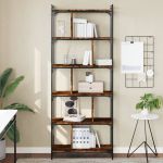 Bibliotecă cu 6 niveluri, stejar fumuriu, 76x32x192 cm, lemn GartenMobel Dekor