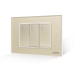 Intrerupator Triplu Mecanic LUXION cu Rama din Sticla, Standard Italian, 3M SmartElectro IntelligentHouse