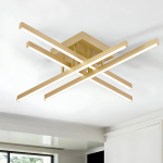 Lustra LED cu Telecomanda LINEX, 54W, Lumina 3000K/4000K/6000K, Dimabila, Auriu ModernLight Concept