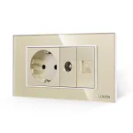 Priza Schuko + TV + Internet cu Rama Din Sticla LUXION, Standard Italian, 4M SmartElectro IntelligentHouse