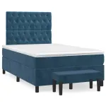 Pat box spring cu saltea, albastru închis, 120x190 cm, catifea GartenMobel Dekor