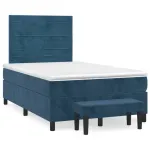 Pat box spring cu saltea, albastru închis, 120x190 cm, catifea GartenMobel Dekor
