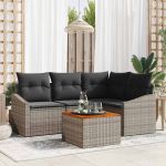 Set de canapele pentru grădină cu pernă 5 pcs Gri Rattan poli GartenMobel Dekor