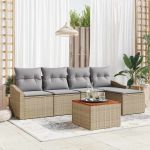 Set de canapele pentru grădină cu pernă 6 pcs Bej Rattan poli GartenMobel Dekor