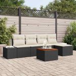 Set de canapele pentru grădină 6 pcs Negru și alb GartenMobel Dekor