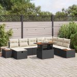 Set de canapele pentru grădină 9 pcs Negru poliratan GartenMobel Dekor