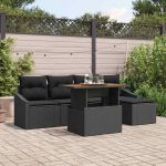 Set de masă pentru grădină cu pernă 6 pcs Negru și Maro GartenMobel Dekor
