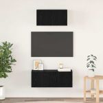 Set comodă TV 2 pcs Stejar negru 80 x 30 x 30 cm Lemn compozit GartenMobel Dekor