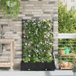 Ghiveci de grădină cu trellis 2 pcs Negru 80 x 40 x 125.5 cm PP GartenMobel Dekor
