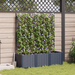 Ghiveci de grădină cu trellis 3 pcs Gri 120 x 40 x 143 cm PP GartenMobel Dekor