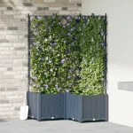 Ghiveci de grădină cu trellis 3 pcs Gri 80 x 80 x 143 cm PP GartenMobel Dekor