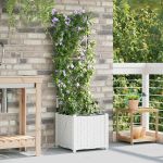 Ghivece pentru grădină Alb 40 x 40 x 142 cm Oțel GartenMobel Dekor