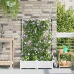 Ghiveci de grădină cu trellis 2 pcs Alb 80 x 40 x 125.5 cm PP GartenMobel Dekor