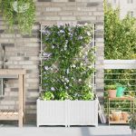 Ghiveci de grădină cu trellis 2 pcs Alb 80 x 40 x 143 cm PP GartenMobel Dekor