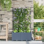 Ghiveci de grădină cu trellis 2 pcs Gri deschis GartenMobel Dekor
