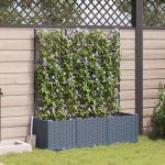 Ghiveci de grădină cu trellis 3 pcs Gri deschis GartenMobel Dekor