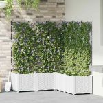 Ghiveci de grădină cu trellis 5 pcs Alb 120 x 120 x 143 cm PP GartenMobel Dekor