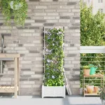 Ghiveci de grădină cu trellis Alb 40 x 40 x 125.5 cm PP GartenMobel Dekor
