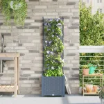 Ghiveci de grădină cu trellis Gri deschis 40 x 40 x 143 cm PP GartenMobel Dekor